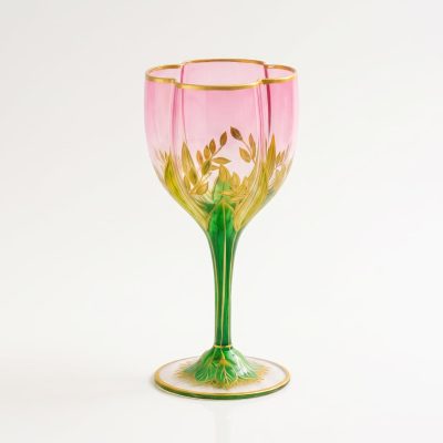 Painted Crystal Red Wine Glasses, Vintage-Style Goblets (300ml)