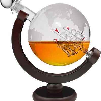 Globe & Rocket-Themed Creative Glass Decanter