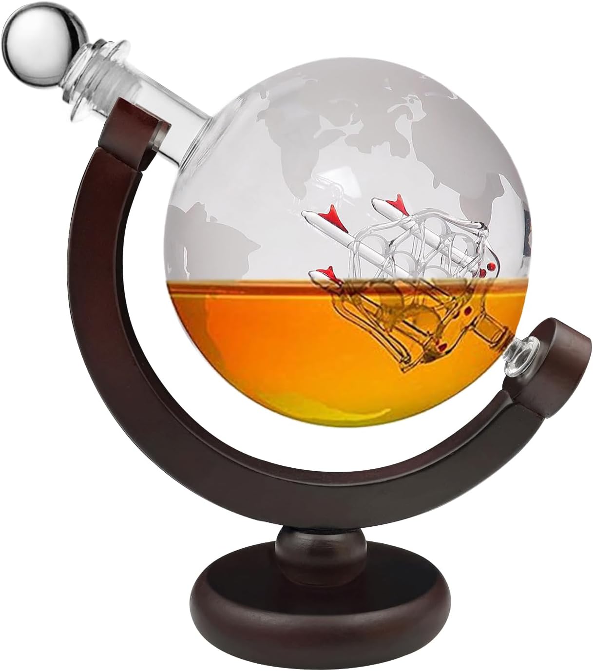 Globe & Rocket-Themed Creative Glass Decanter