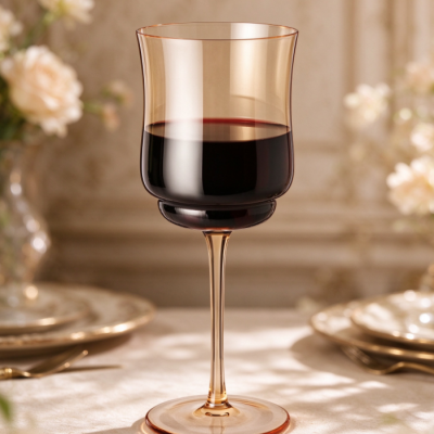 Amber-Toned Long-Stemmed Vintage Red Wine Glass