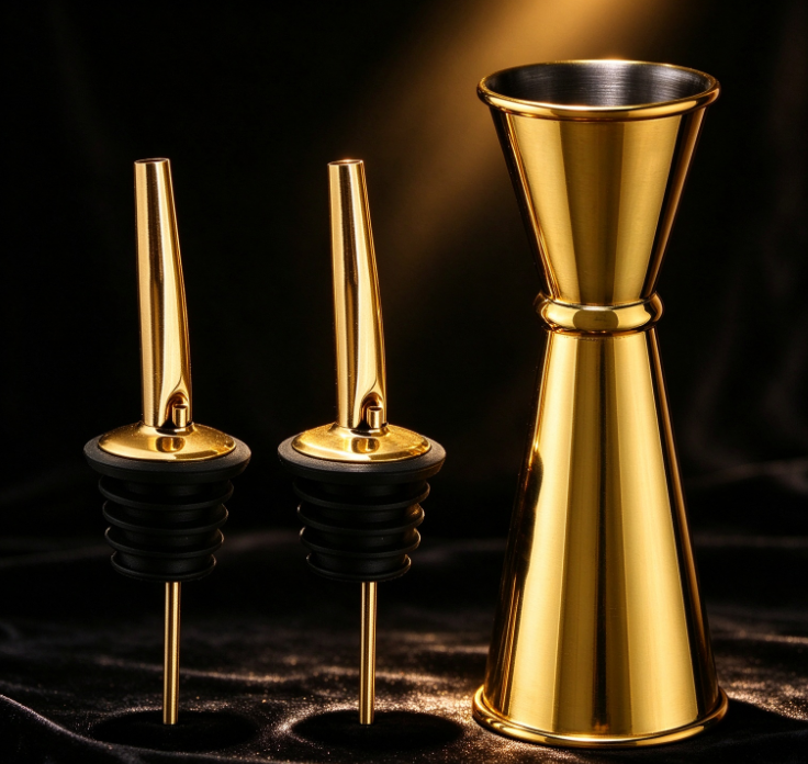 Gold-Tone Jigger and Pourer Set - Image 2